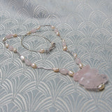 pink rose quartz handmade necklace