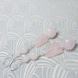 pink long handmade statement earrings handmade rose quartz