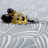black semi-precious statement earrings handmade uk