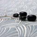 long black semi-precious stone earrings