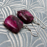 short drop semi-precious earrings pink jasper