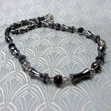 hematite semi-precious stone necklace, grey hematite semi-precious bead necklace