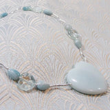 amazonite semi-precious stone necklace, semi-precious blue bead necklace handmade amazonite