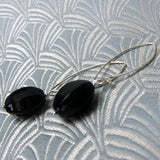 long drop black onyx statement earrings uk
