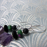 amethyst purple semi-precious stone earrings