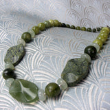 jade semi-precious stone necklace, semi-precious jade bead necklace