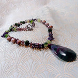 unique agate gemstone pendant necklace, green necklace, purple agate necklace