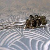long smoky quartz semi-precious bead earrings, long semi-precious stone earrings