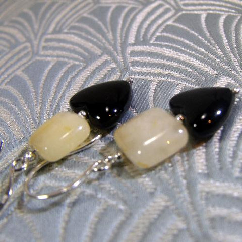 beaded semi-precious earrings, semi-precious stone bead earrings A69