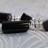 black onyx silver beads