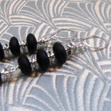 black gemstones sterling silver earring hooks