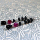 long pink black gemstone statement earrings uk