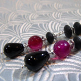 pink agate black onyx semi-precious gemstone beads