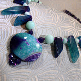 chunky blue necklace handmade uk, chunky blue bead necklace