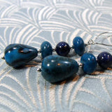blue semi-precious long earrings