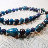 freshwater pearls and blue semi-precious stones