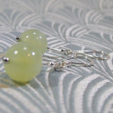green jade semi-precious bead earrings, jade semi-precious stone earrings