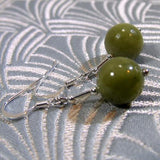 jade semi-precious stone bead earrings, beaded semi-precious jade earrings