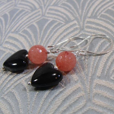 beaded semi-precious earrings, semi-precious stone bead earrings A91
