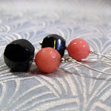 long black onyx semi-precious stone earrings, long black semi-precious earrings