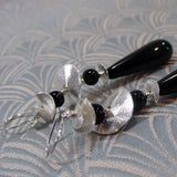 long black semi-precious stone jewellery earrings uk