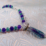 blue agate semi-precious bead necklace, blue semi-precious stone necklace