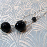long black earrings, long black onyx dangle earrings