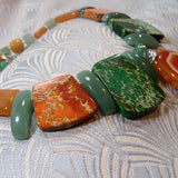 orange green handmade chunky necklace