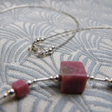 pink semi-precious beads, sterling silver beads