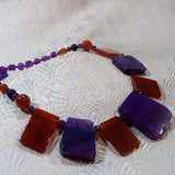 chunky purple necklace, chunky agate necklace