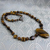unique tigers eye necklace, brown gemstone necklace