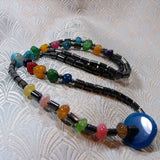 long necklace handmade chunky semi-precious beads