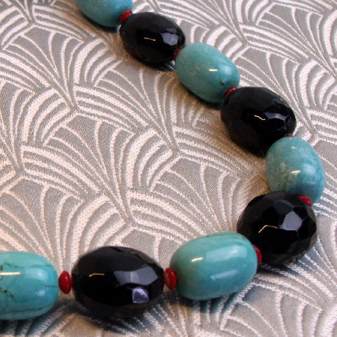 chunky semi-precious stone necklace, chunky bead necklace, chunky semi-precious bead necklace CC44