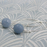 long drop grey semi-precious stone earrings