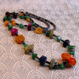 long handmade necklace, semi-precious stone long chunky necklace