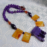 unique handcrafted purple necklace chunky statement necklace