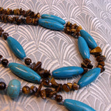 long turquoise necklace uk, semi-precious stone necklace