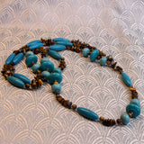 long handmade semi-precious stone necklace turquoise