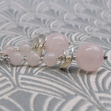 pink rose quartz long handmade earrings