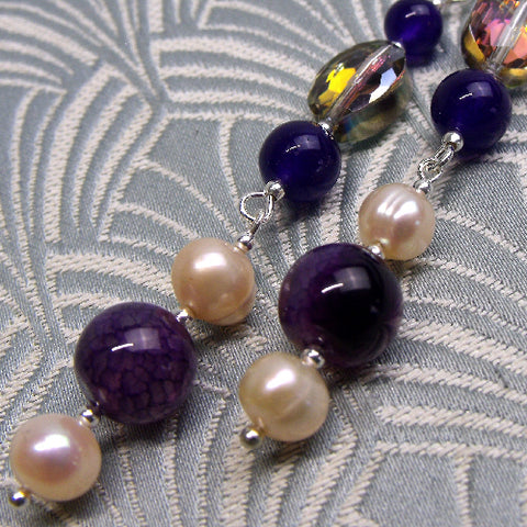 Long semi-precious stone earrings, long semi-precious earrings CC51