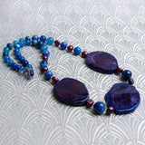 chunky blue semi-precious stone necklace uk