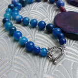 blue semi-precious stone necklace handmade chunky beads