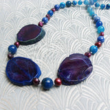 Blue chunky necklace, semi-precious handmade necklace CC58