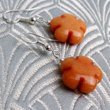 red aventurine semi-precious stone earrings handmade uk