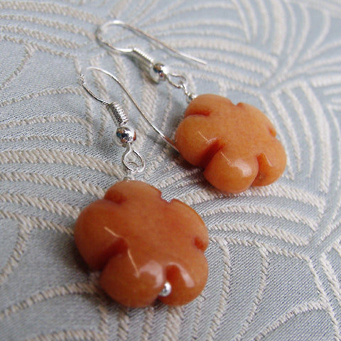 short semi-precious stone earrings handmade UK, short drop semi-precious bead earrings CC53