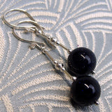 blue drop earrings, semi-precious stone earrings handmade uk, blue goldstone earrings, drop earrings