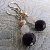 short drop handmade earrings semi-precious stones