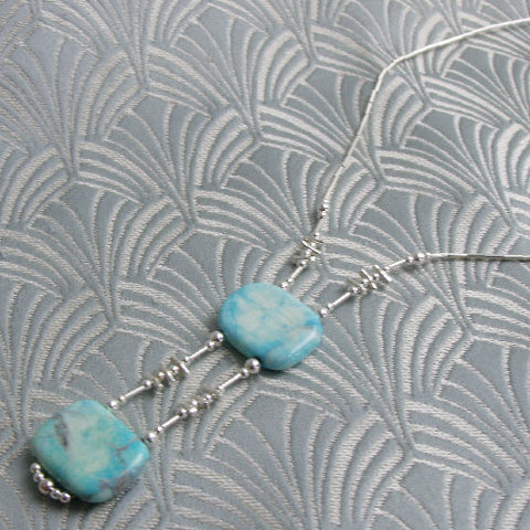 handmade semi-precious bead silver necklace, unique necklace NM9