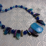 chunky blue necklace handmade chunky blue semi-precious stone beads