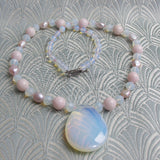 semi-precious gemstone opal quartz handmade necklace uk